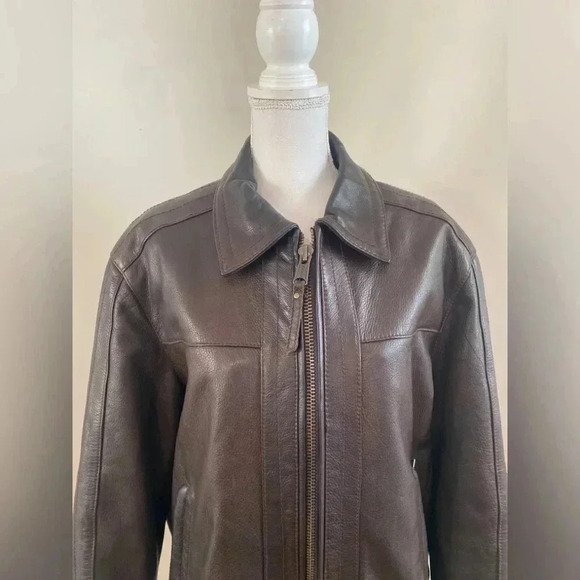 MARC NEW YORK Brown Leather Bomber Jacket Size Large - Picture 3 of 9